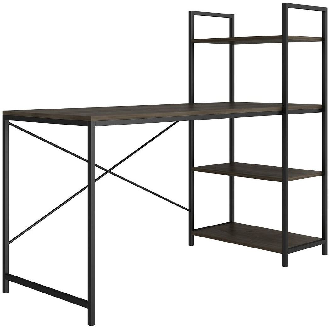 Työpöytä hyllyköllä Linento Furniture Smart, ruskea