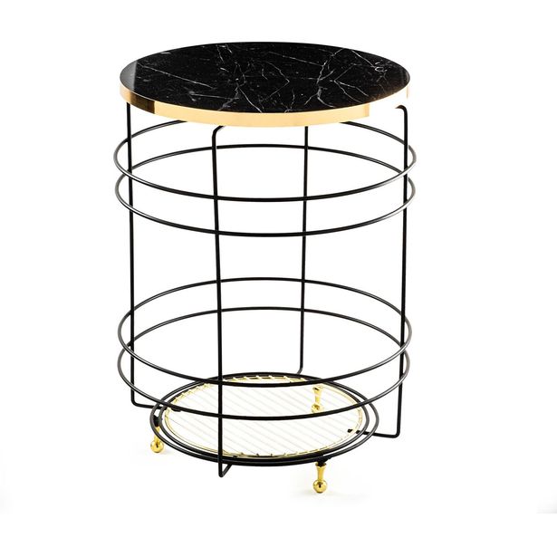 Apupöytä Linento Furniture SHB-006, musta/kulta