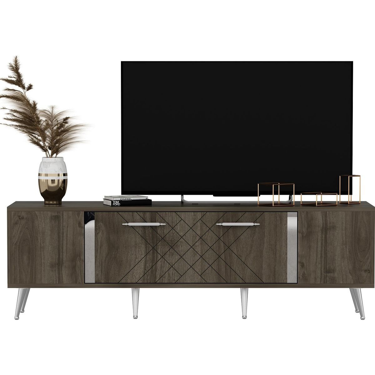 TV-taso Linento Furniture Detas pähkinä/hopea
