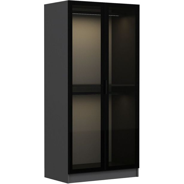Vaatekaappi Linento Furniture Kale 190x90cm musta/antrasiitti