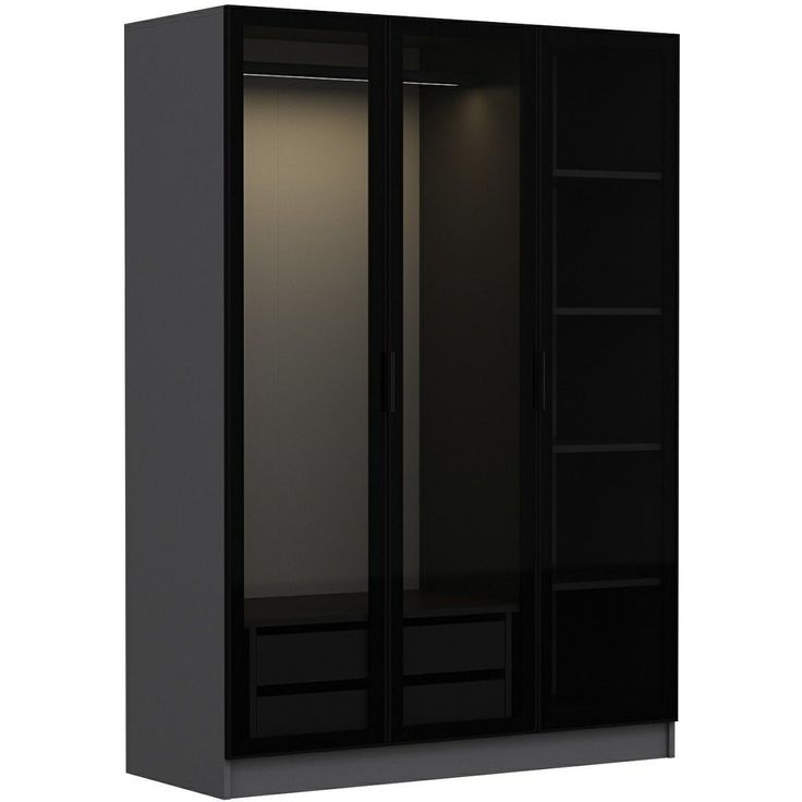 Vaatekaappi Linento Furniture Kale 2271 190x135cm antrasiitti/musta