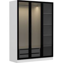 Vaatekaappi Linento Furniture Kale 2274 210x135cm valkoinen/musta