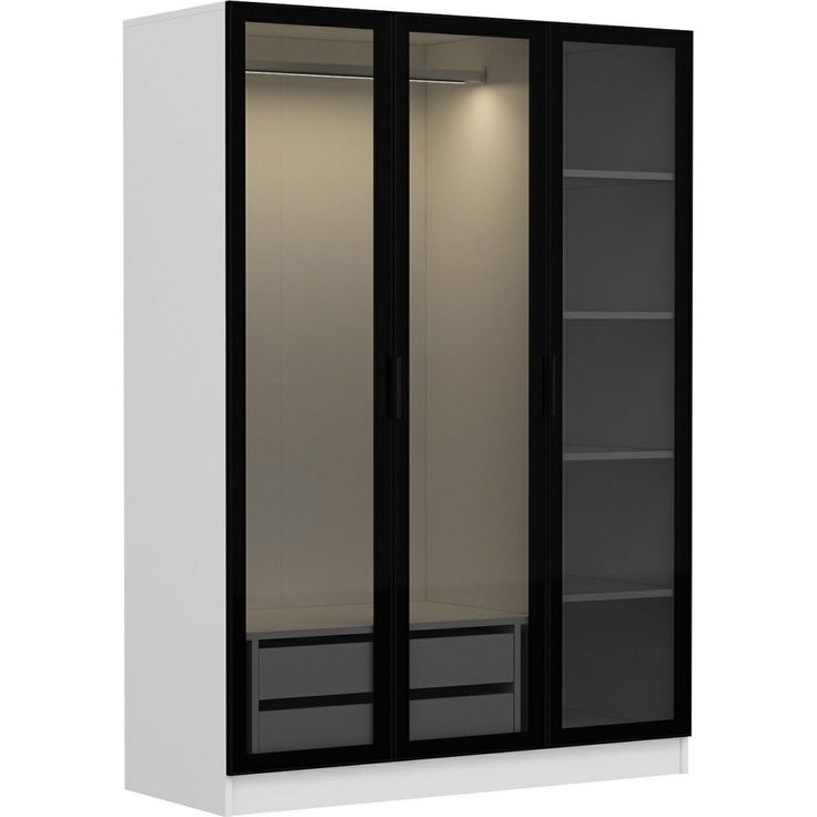 Vaatekaappi Linento Furniture Kale 2274 210x135cm valkoinen/musta