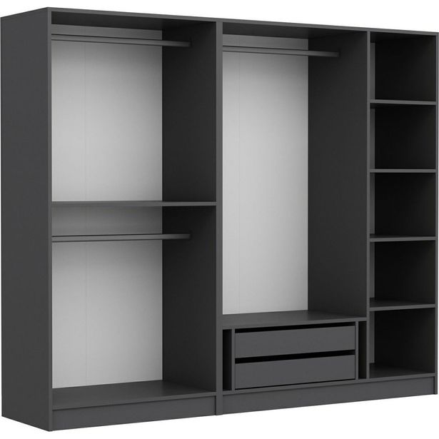 Vaatekaappi Linento Furniture Kale 210x225cm antrasiitti