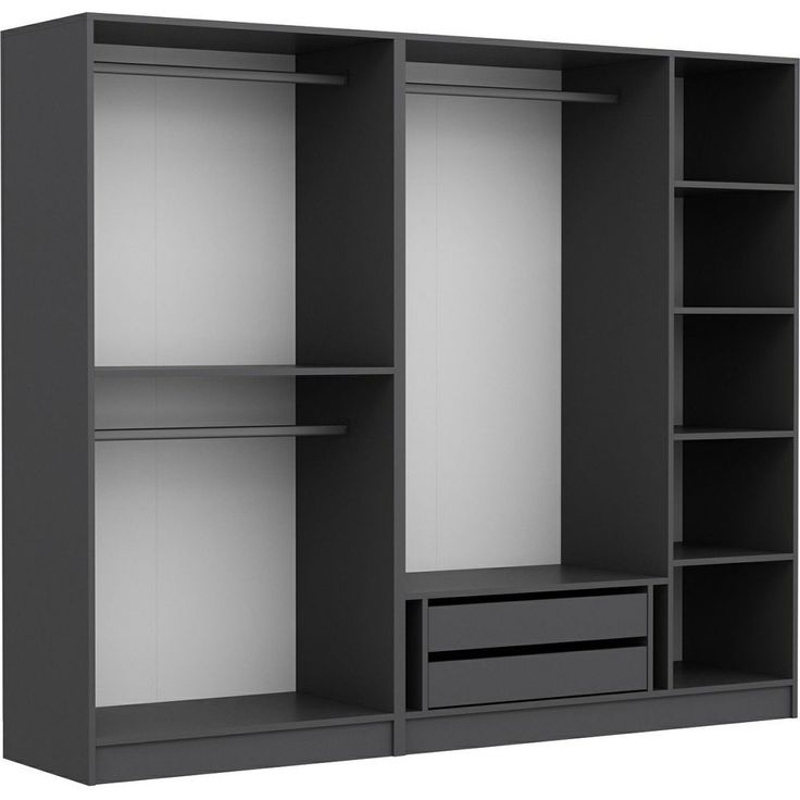 Vaatekaappi Linento Furniture Kale 210x225cm antrasiitti