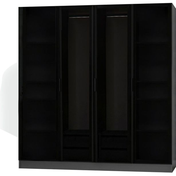 Vaatekaappi Linento Furniture Kale 6651 190x180cm antrasiitti/musta