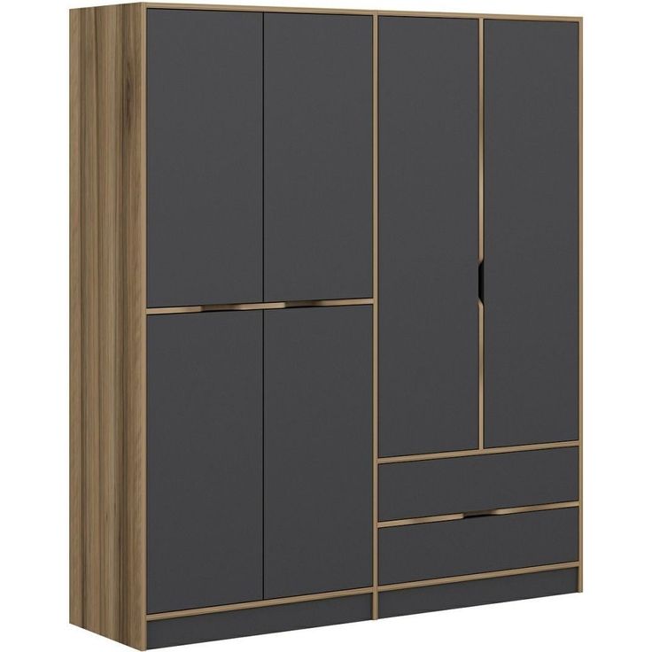 Vaatekaappi Linento Furniture Elina 7199 210x180cm harmaa