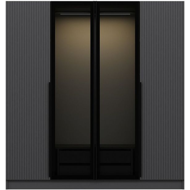 Vaatekaappi Linento Furniture Kale Plus 7802 210x180cm harmaa