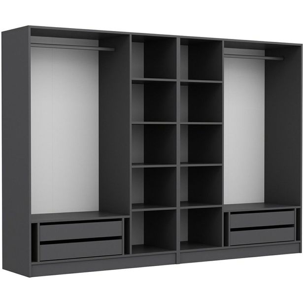 Vaatekaappi Linento Furniture Kale 4940 190x270cm antrasiitti