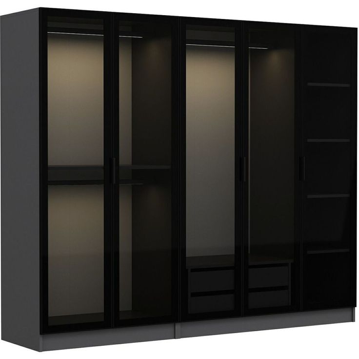 Vaatekaappi Linento Furniture Kale 6652 190x225cm antrasiitti/musta