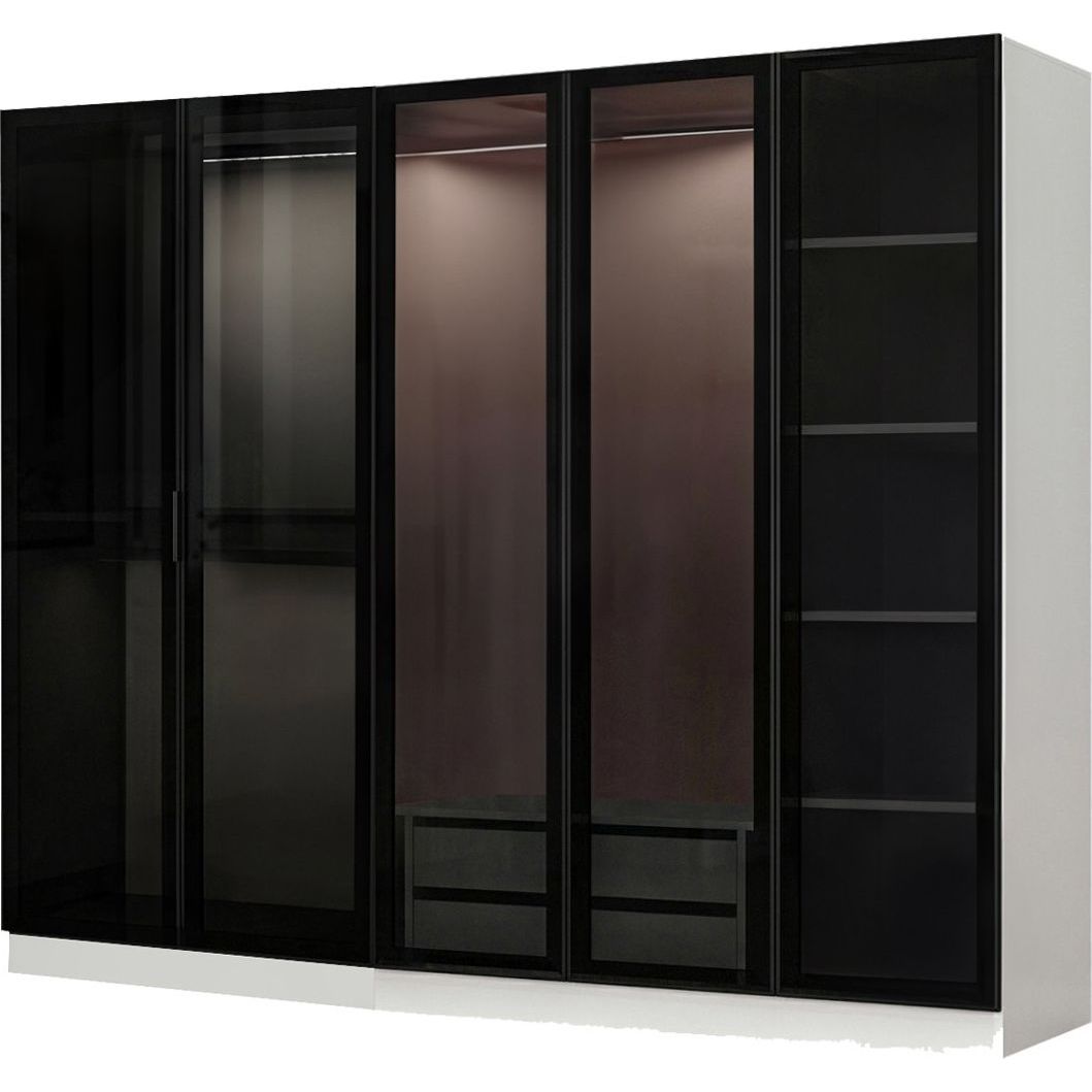 Vaatekaappi Linento Furniture Kale 6662 190x225cm valkoinen/musta