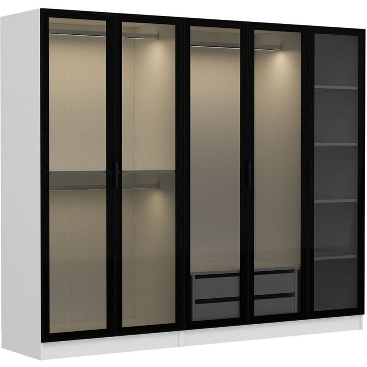Vaatekaappi Linento Furniture Kale 6636 210x225cm valkoinen/musta