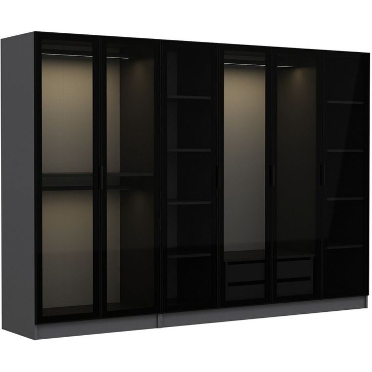 Vaatekaappi Linento Furniture Kale 6653 190x270cm antrasiitti/musta