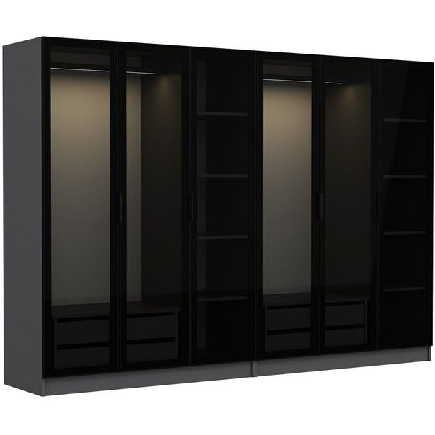 Vaatekaappi Linento Furniture Kale 6654 190x270cm antrasiitti/musta