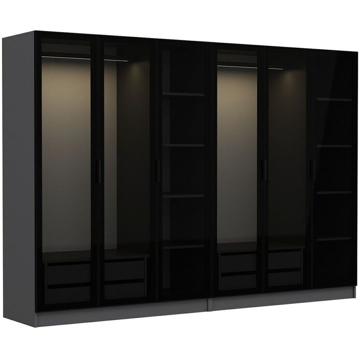 Vaatekaappi Linento Furniture Kale 6654 190x270cm antrasiitti/musta