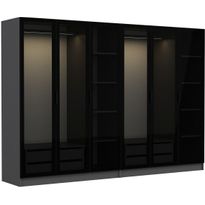 Vaatekaappi Linento Furniture Kale 6093 210x270cm antrasiitti/musta
