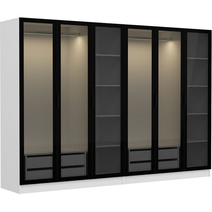 Vaatekaappi Linento Furniture Kale 6638 210x270cm valkoinen/musta