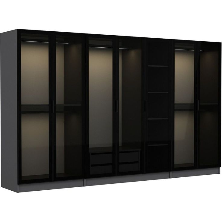 Vaatekaappi Linento Furniture Kale 6655 190x315cm antrasiitti/musta