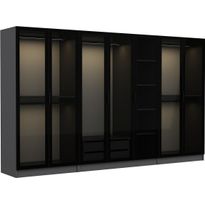 Vaatekaappi Linento Furniture Kale 6094 210x315cm antrasiitti/musta