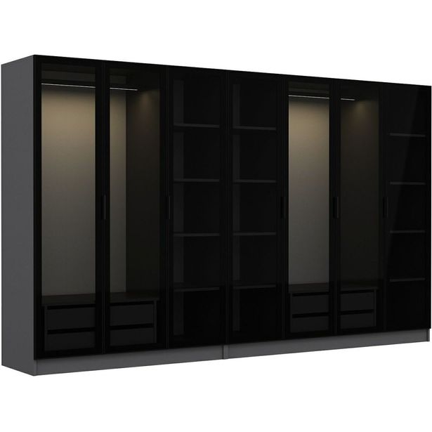 Vaatekaappi Linento Furniture Kale 6656 190x315cm antrasiitti/musta