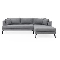 Divaanisohva Linento Furniture Bobo, 3-istuttava, oikea, vaaleanharmaa