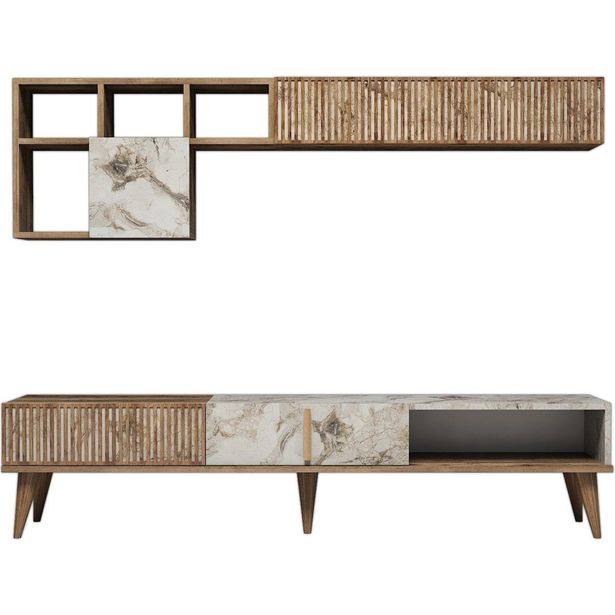 TV-kalusteryhmä Linento Furniture Milan pähkinä/valkoinen