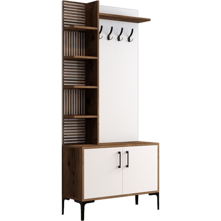 Säilytyskokonaisuus eteiseen Linento Furniture Viyana D pähkinä/valkoinen