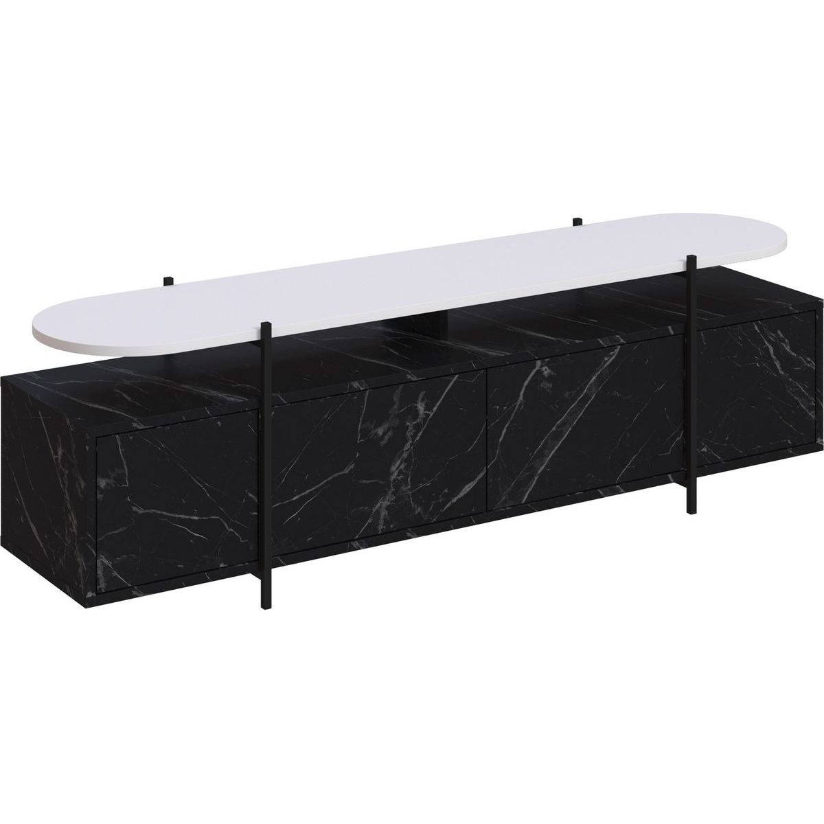 TV-taso Linento Furniture Hanley musta/valkoinen