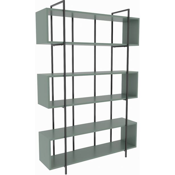 Kirjahylly Linento Furniture Bruti vihreä/musta