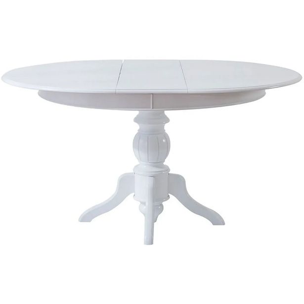 Jatkettava ruokapöytä Linento Furniture, Ø118cm, valkoinen