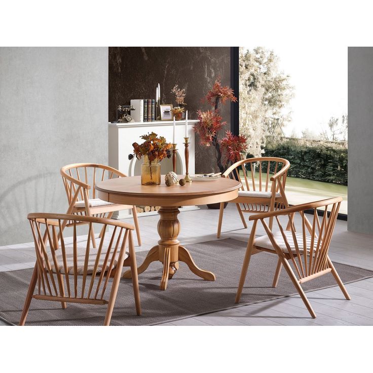 Jatkettava ruokapöytä Linento Furniture Eva, Ø118cm, ruskea