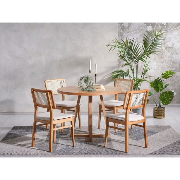 Ruokapöytä Linento Furniture Puffy, Ø100cm, ruskea