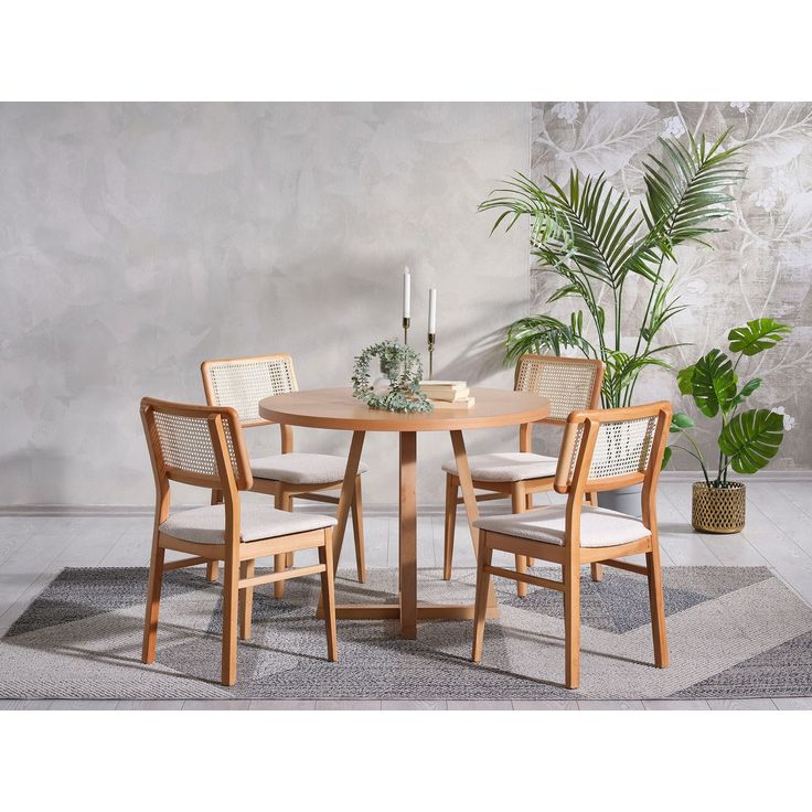 Ruokapöytä Linento Furniture Puffy, Ø100cm, ruskea