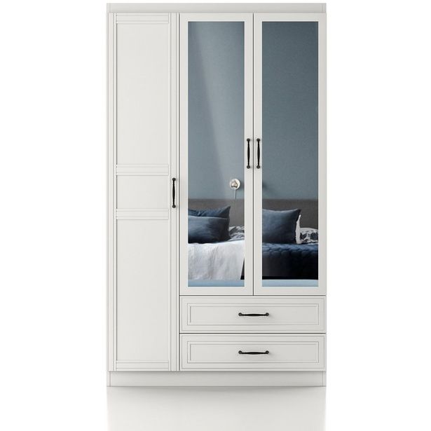 Vaatekaappi Linento Furniture Henna 1713 105x210cm valkoinen