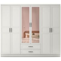 Vaatekaappi Linento Furniture Henna leveys 210cm valkoinen, eri korkeuksia