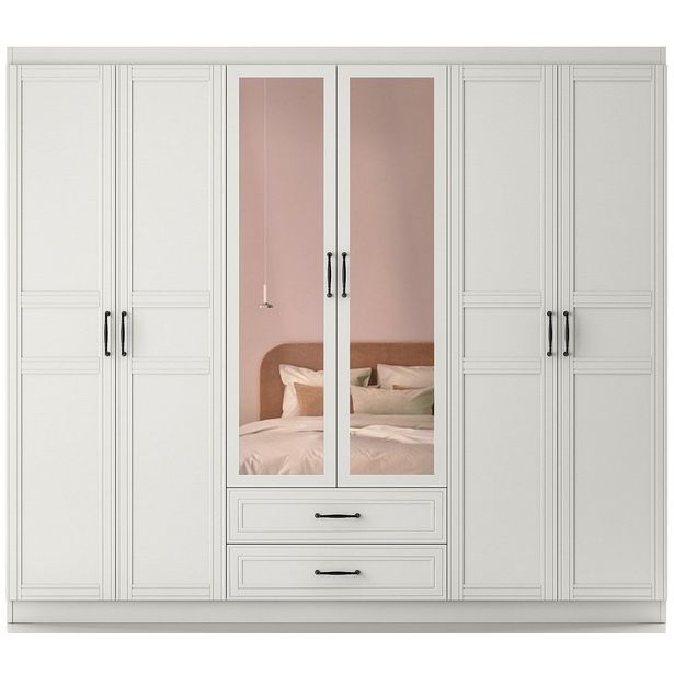 Vaatekaappi Linento Furniture Henna 1716 210x210cm valkoinen