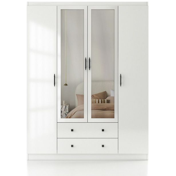 Vaatekaappi Linento Furniture Lavinia 1054 140cm valkoinen