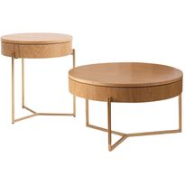 Sohvapöytä Linento Furniture Islo 2-osainen natural/kulta