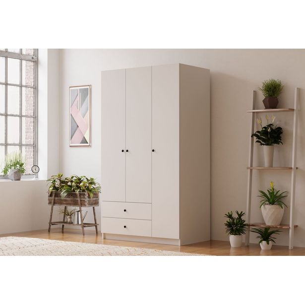 Vaatekaappi Linento Furniture Rb-066, 90x180cm, mattavalkoinen