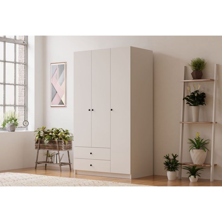 Vaatekaappi Linento Furniture Rb-066, 90x180cm, mattavalkoinen