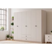 Vaatekaappi Linento Furniture Rb-069, 180x180cm, mattavalkoinen, Verkkokaupan poistotuote