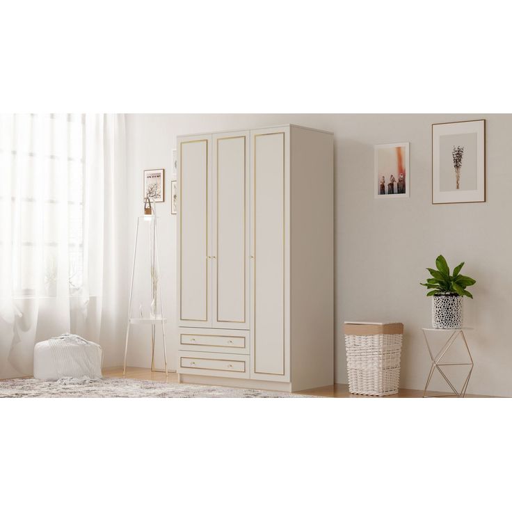 Vaatekaappi Linento Furniture Rb-077, 105x210cm, mattavalkoinen