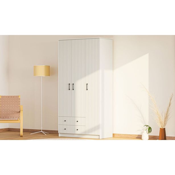 Vaatekaappi Linento Furniture Rb-185, 105x184cm, mattavalkoinen