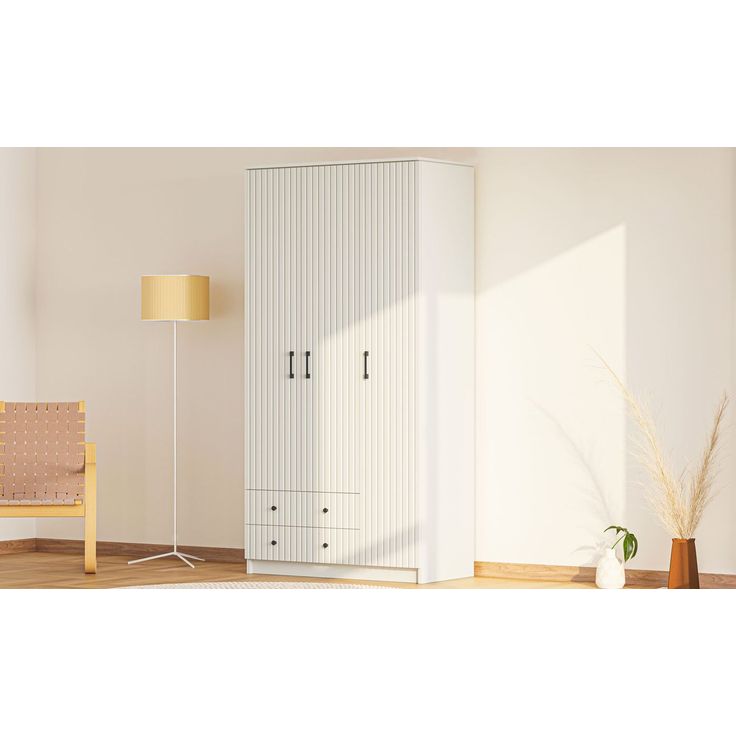 Vaatekaappi Linento Furniture Rb-185, 105x184cm, mattavalkoinen