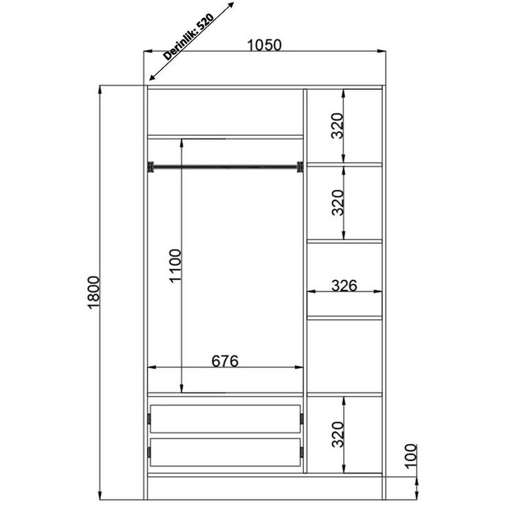 Vaatekaappi Linento Furniture Rb-110, 105x184cm, mattavalkoinen