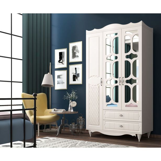Vaatekaappi Linento Furniture Rb-047, 105x190cm, mattavalkoinen