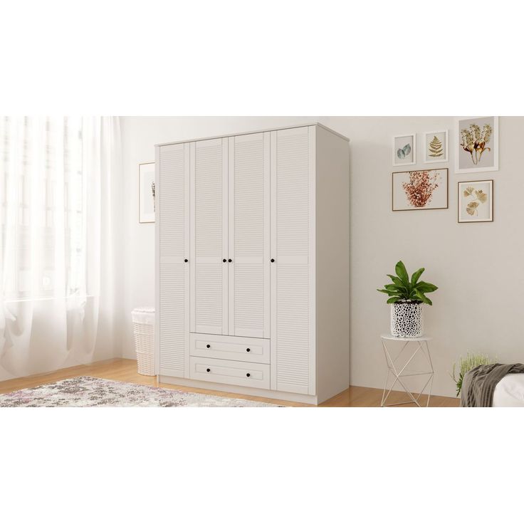 Vaatekaappi Linento Furniture Rb-063-01, 140x210cm, mattavalkoinen