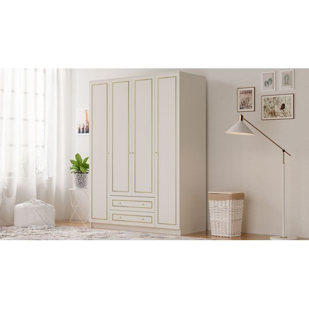 Vaatekaappi Linento Furniture Rb-078, 140x180cm, mattavalkoinen