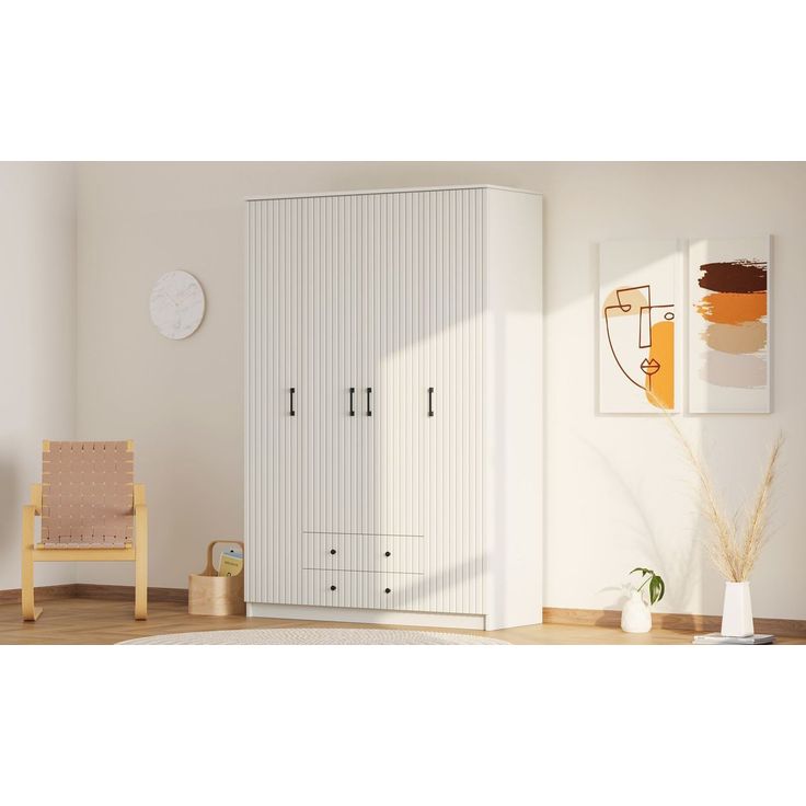 Vaatekaappi Linento Furniture Rb-185-03, 140x210cm, mattavalkoinen