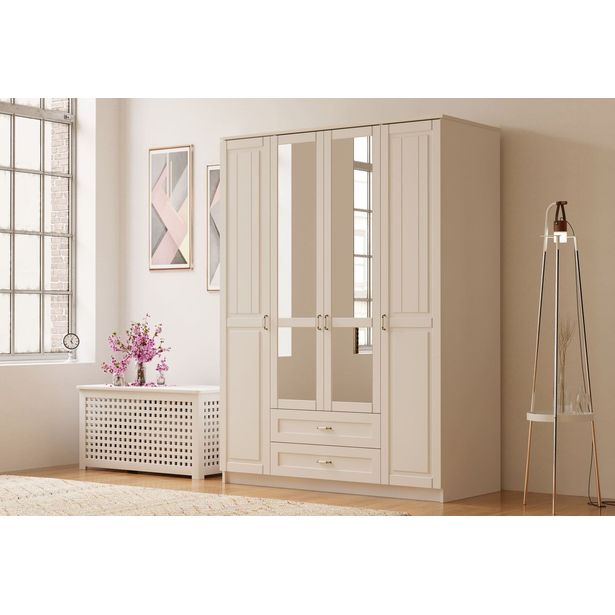 Vaatekaappi Linento Furniture Rb-121, 140x184cm, mattavalkoinen